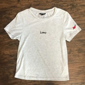 Top shop lover t shirt grey gray topshop